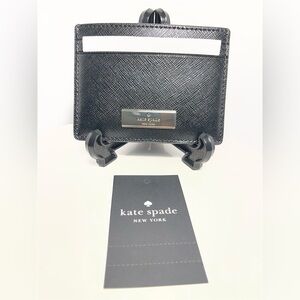 Kate Spade Black Kenzie Patent Saffiano Leather Card Case - NWT *